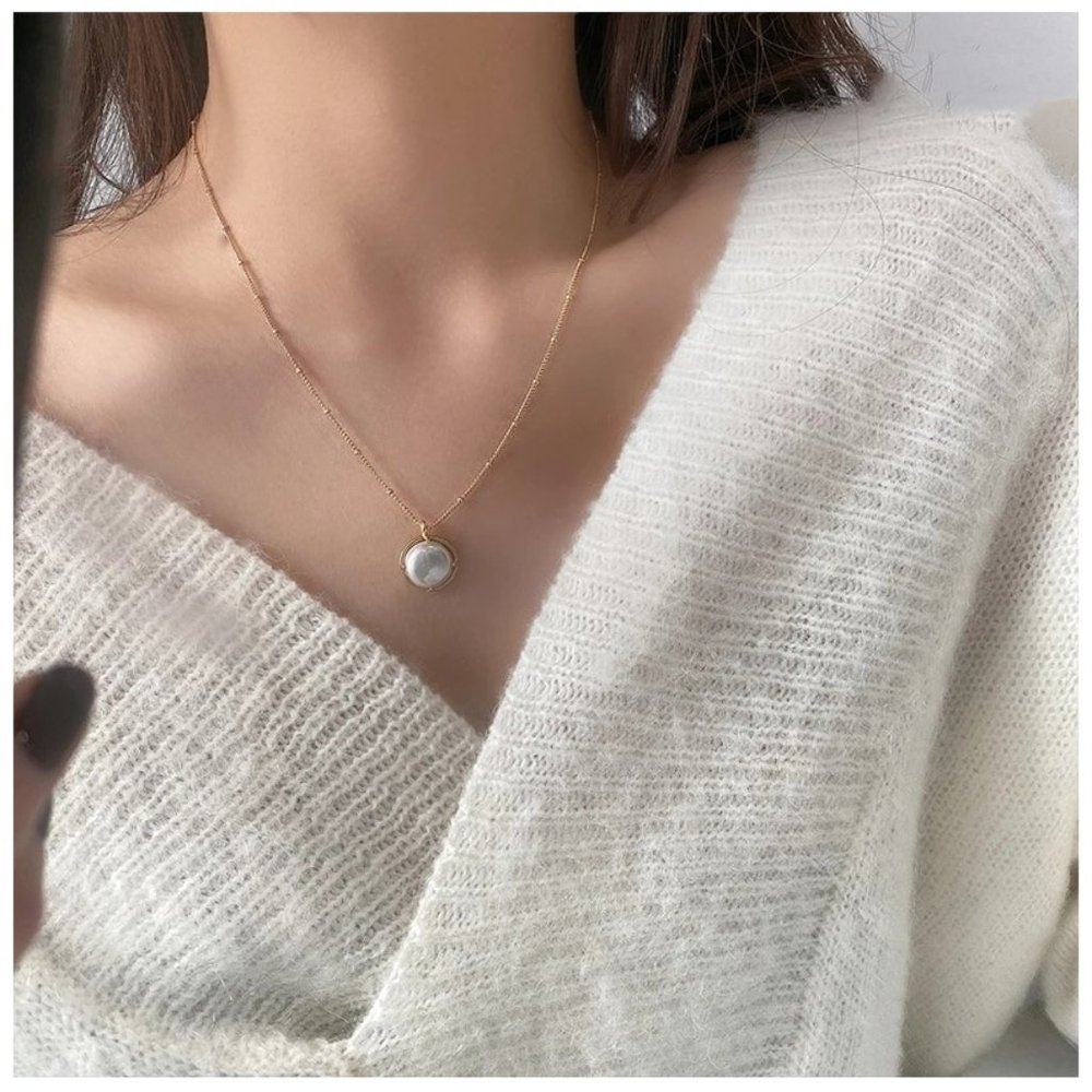 Korean fashion natural pearl pendant short necklace - Picture 2 of 10